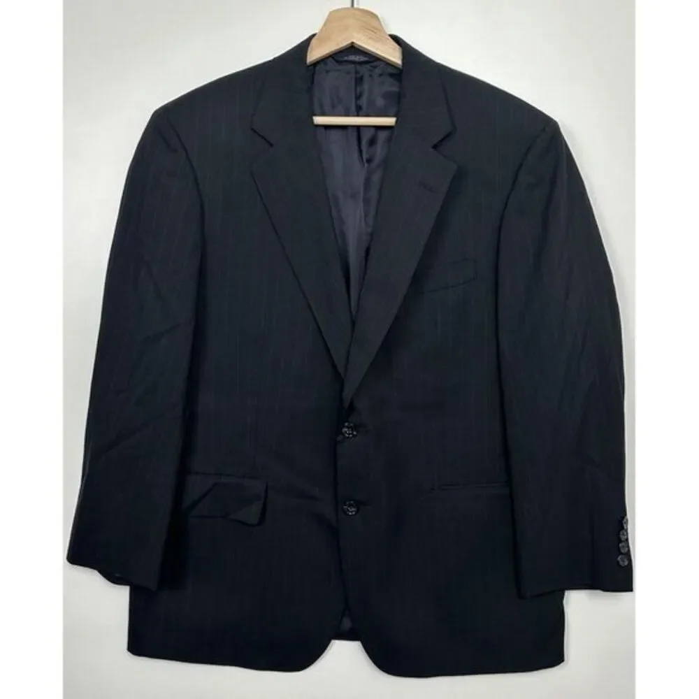 Brooks Brothers 1818 Brooksease Black Pin Stripe 2 Button Single Vent Wool Sz 42